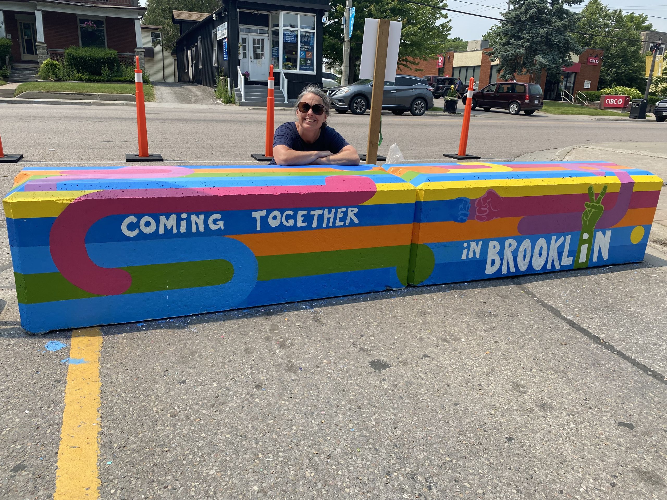 Image of Lesley with her concrete barrier design